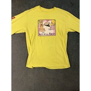 Ed Edd n Eddy Mens Large T-Shirt Neon Yellow Long Sleeve 1999 Cartoon Network